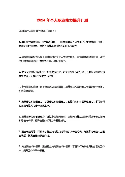 2024年个人职业能力提升计划