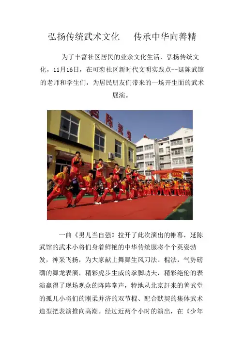弘扬传统武术文化传承中华向善精