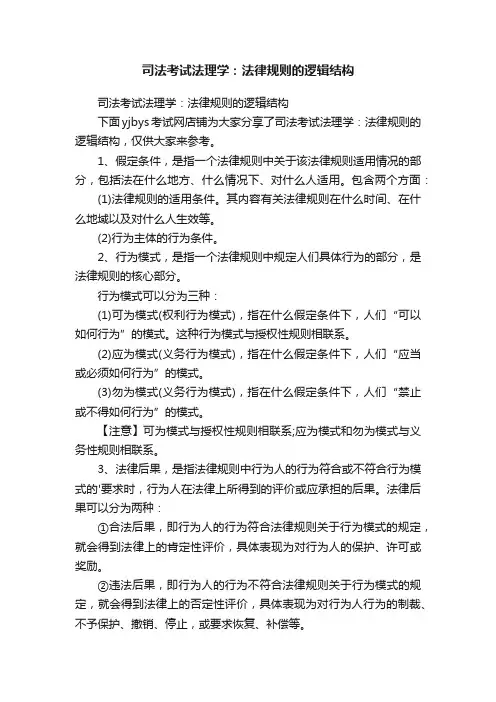 司法考试法理学：法律规则的逻辑结构