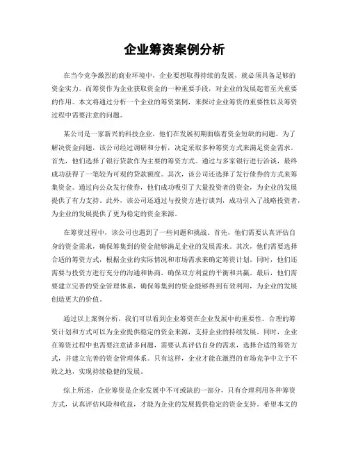企业筹资案例分析