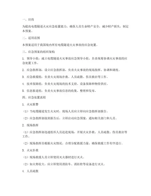 电缆隧道火灾应急预案