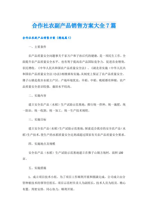 合作社农副产品销售方案大全7篇.doc
