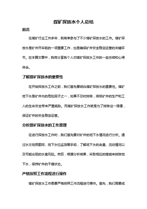 煤矿探放水个人总结