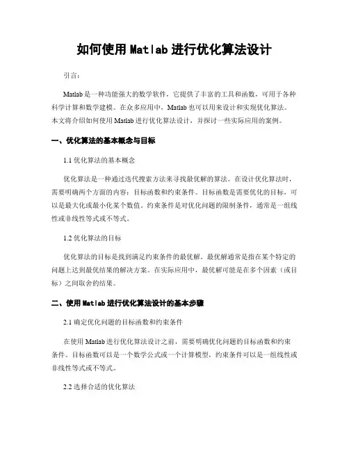 如何使用Matlab进行优化算法设计