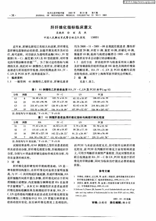 肝纤维化指标临床意义