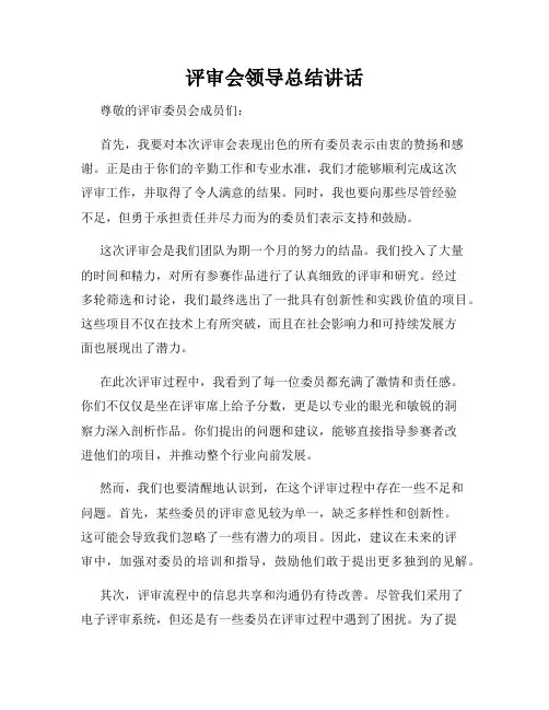 评审会领导总结讲话