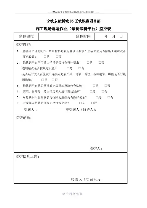 危险源监控记录表(卸料平台)