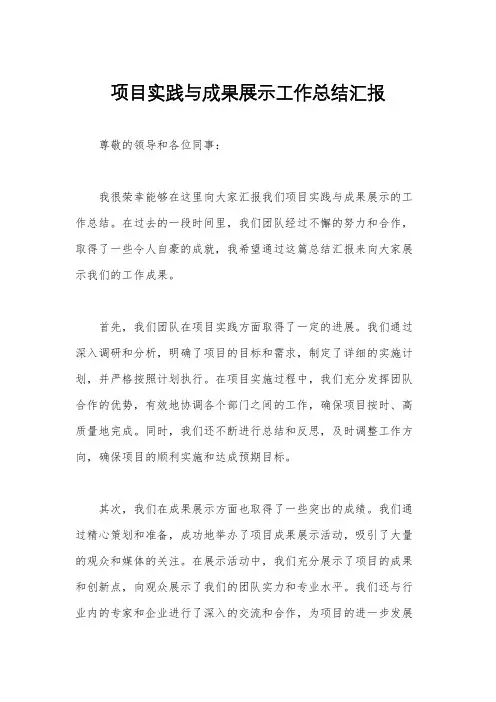 项目实践与成果展示工作总结汇报