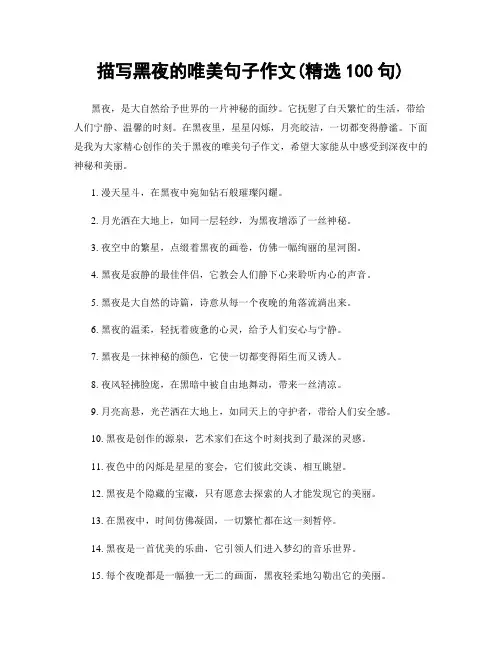 描写黑夜的唯美句子作文(精选100句)