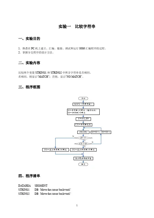 《计算机组成原理-汇编语言程序设计》实验指导书