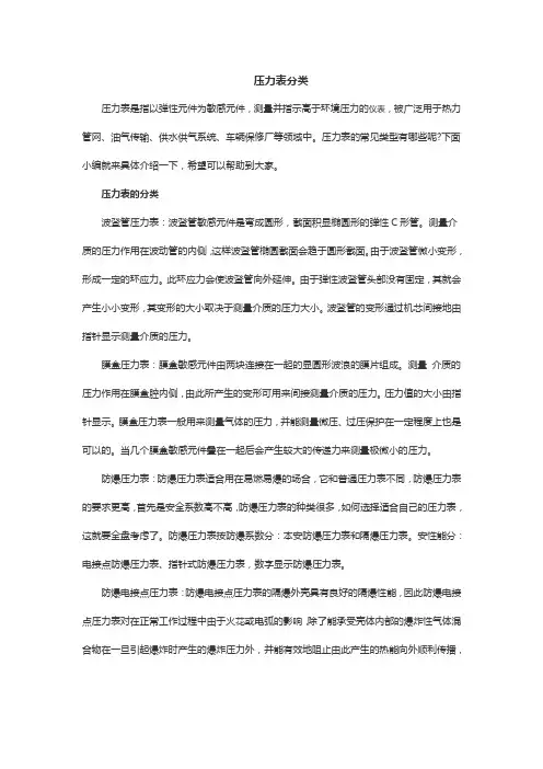 压力表分类
