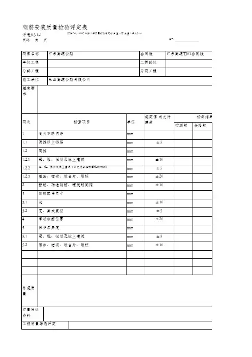 55、钢筋安装质量检验评定表