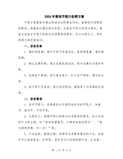 2024年策划节假日促销方案