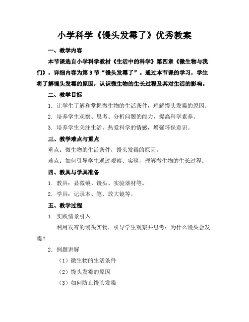 小学科学《馒头发霉了》优秀教案
