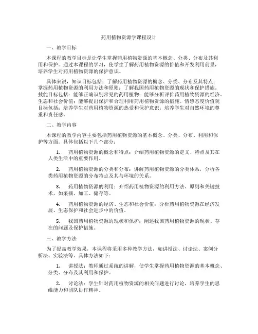 药用植物资源学课程设计