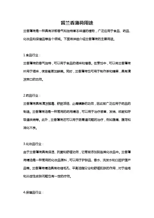 留兰香薄荷用途