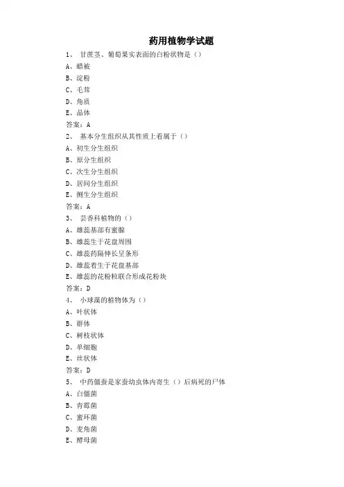 药用植物学试题