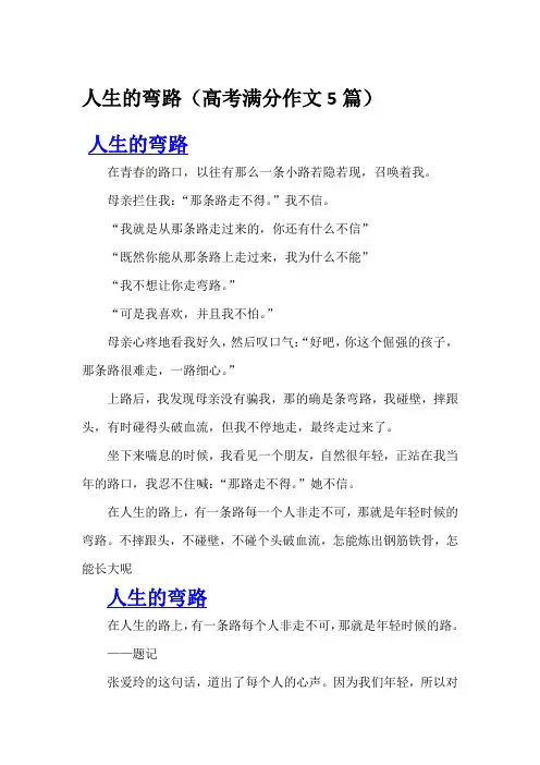 人生的弯路(高考满分作文5篇)