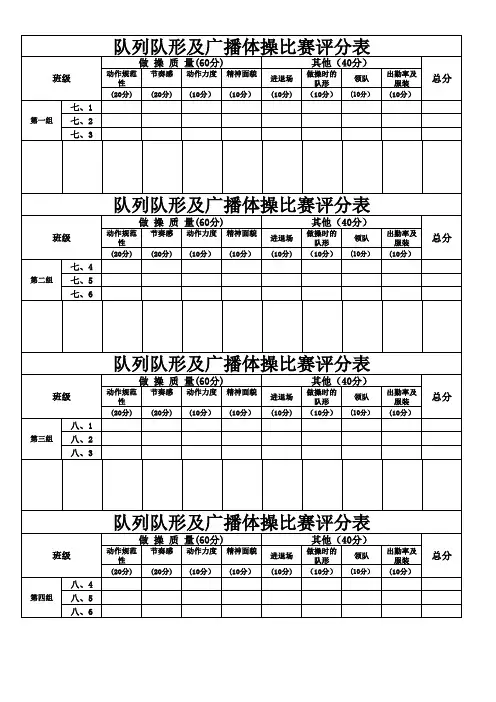 2015广播体操评分表