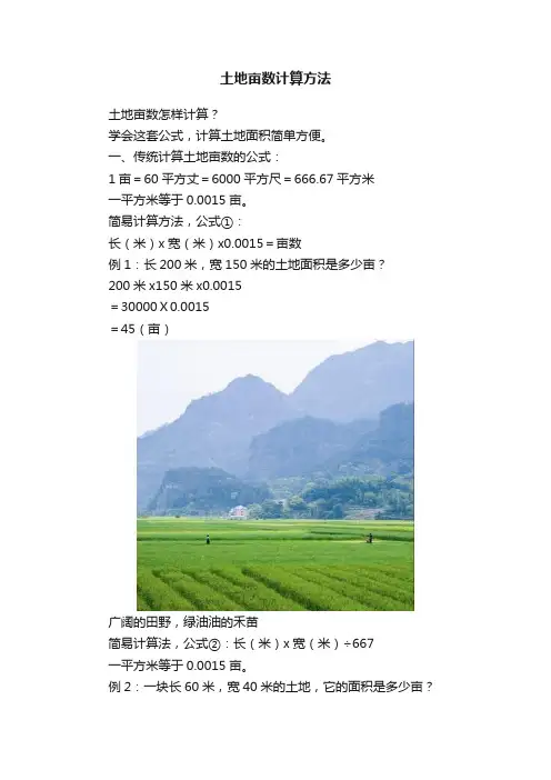 土地亩数计算方法