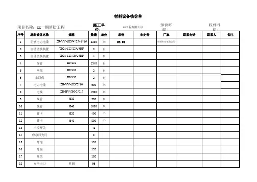 材料核价单