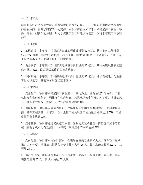 煤化工项目部总结范文
