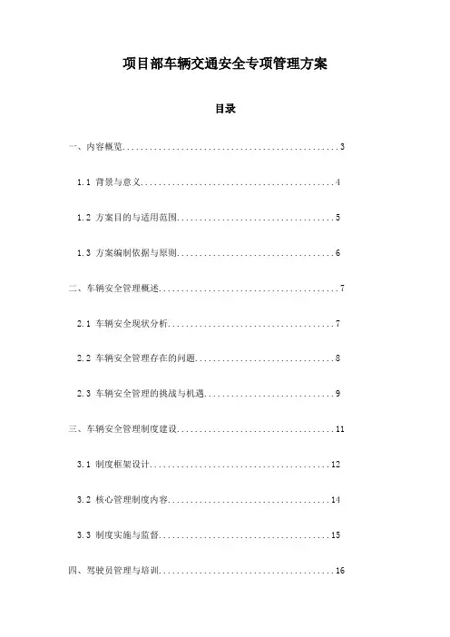 项目部车辆交通安全专项管理方案