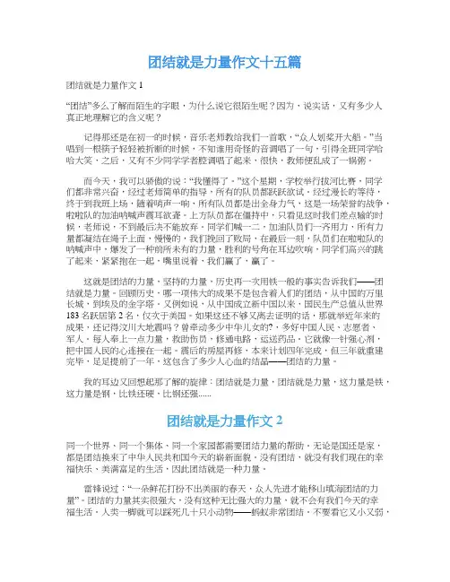 团结就是力量作文十五篇