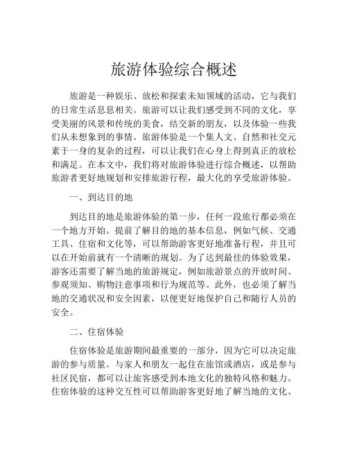 旅游体验综合概述