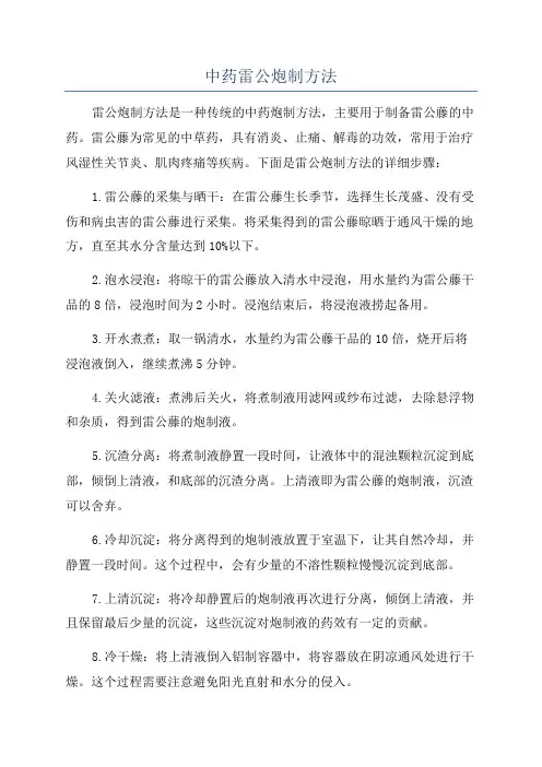 中药雷公炮制方法
