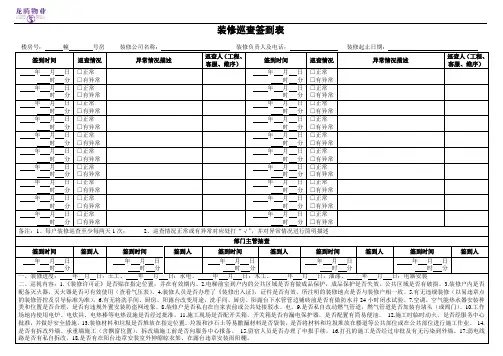 装修巡查签到表(印刷50本每本30张)