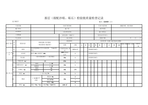 基层(级配沙砾、砾石)检验批质量检查记录