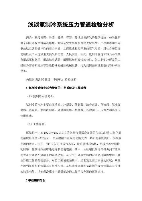 浅谈氨制冷系统压力管道检验分析