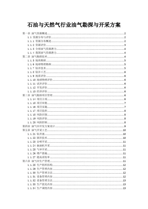 石油与天然气行业油气勘探与开采方案