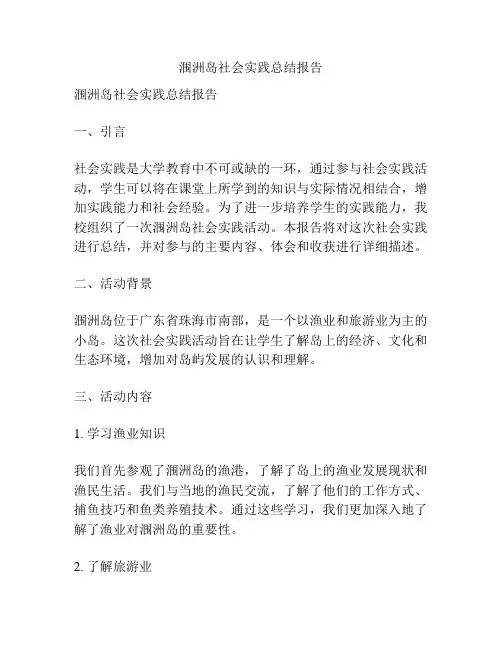 涠洲岛社会实践总结报告