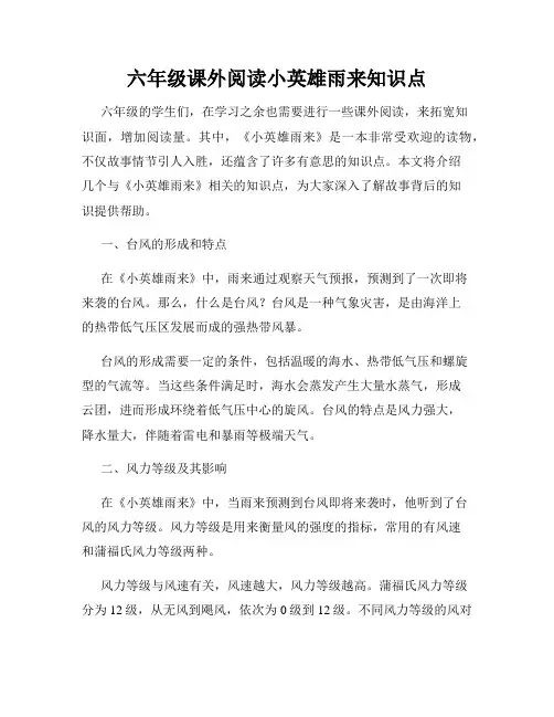 六年级课外阅读小英雄雨来知识点