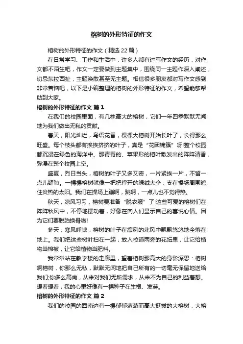 榕树的外形特征的作文（精选22篇）