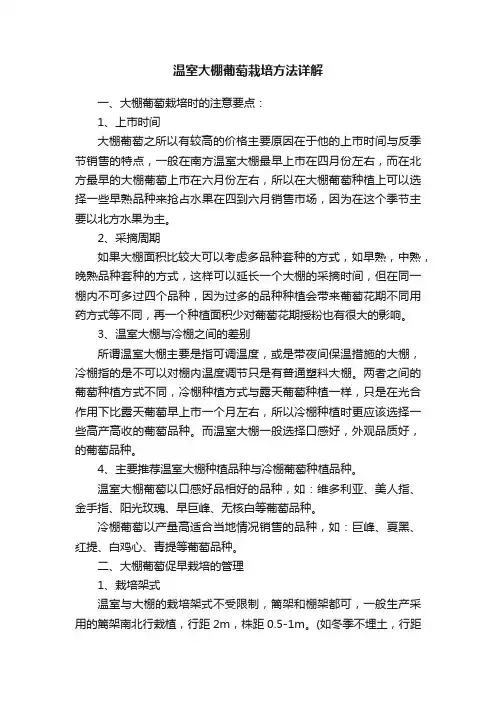 温室大棚葡萄栽培方法详解