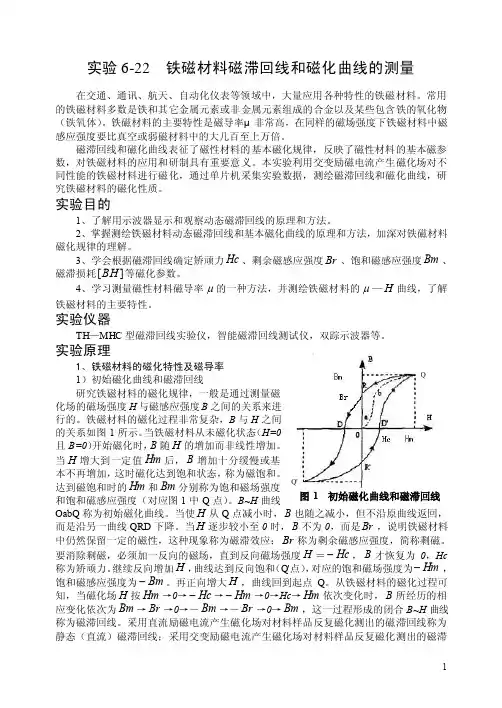 实验6-22铁磁材料磁滞回线和磁化曲线的测量