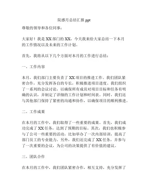 院感月总结汇报ppt