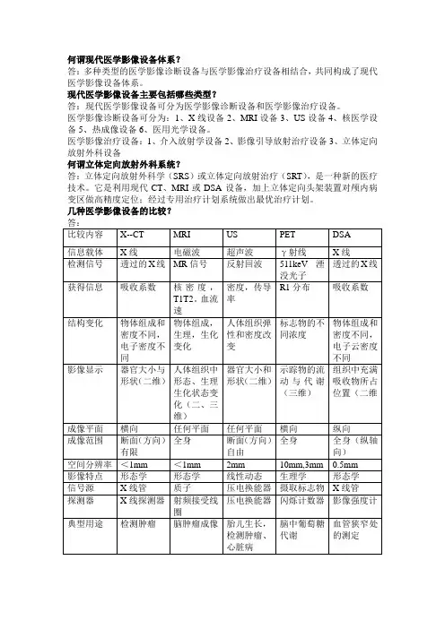 医学影像设备学大题复习资料重要
