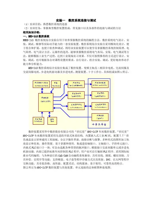 实验一  数控系统连接与调试