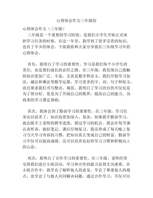 心得体会作文三年级的