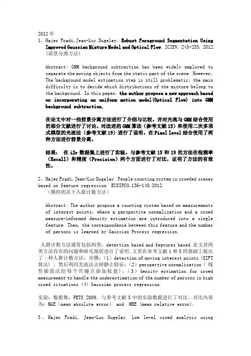 Hajer Fradi图像处理文献总结