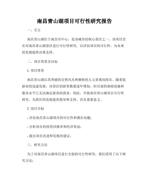 南昌青山湖项目可行性研究报告