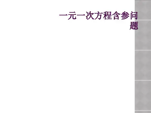 一元一次方程含参问题