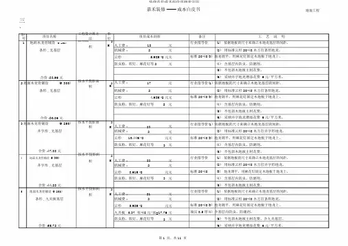 装修造价成本组价详细表实用