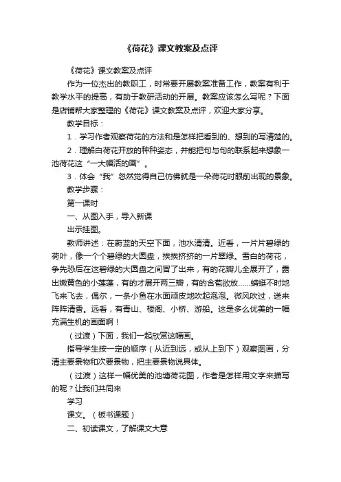《荷花》课文教案及点评