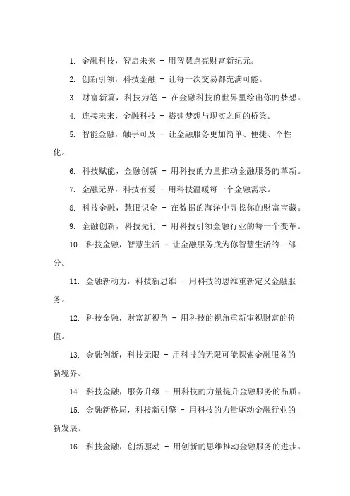 口号标语之金融科技行业新创新平台开业精选