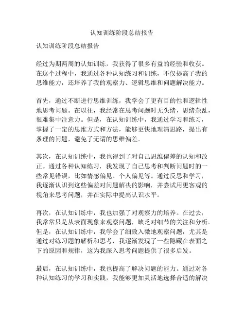 认知训练阶段总结报告